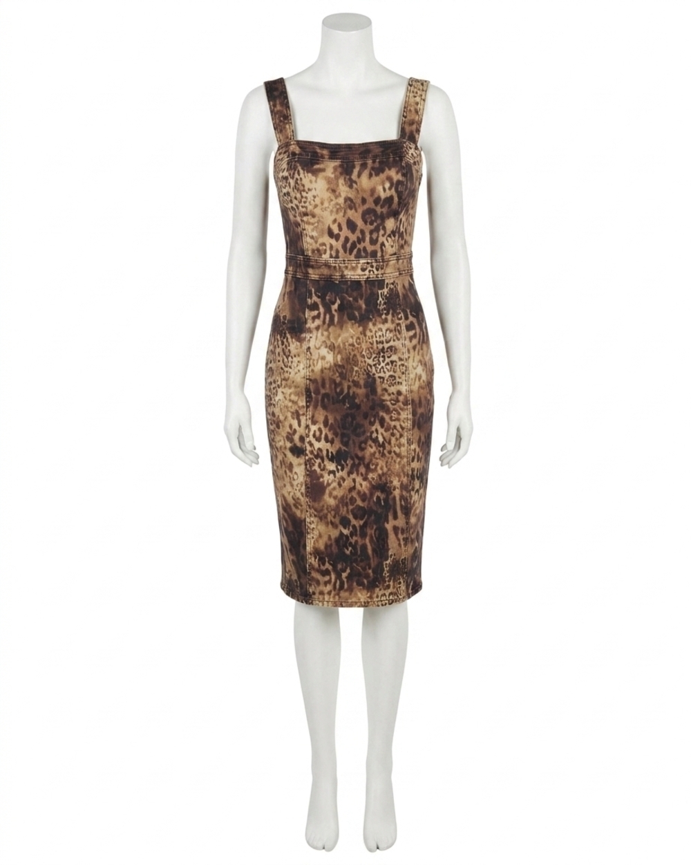 NEW RAMY BROOK printed tamera denim midi dress in leopard